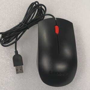 Lenovo Wired USB Optical Mouse mojuuo Black with Red Track Wheel. Used. Tested!